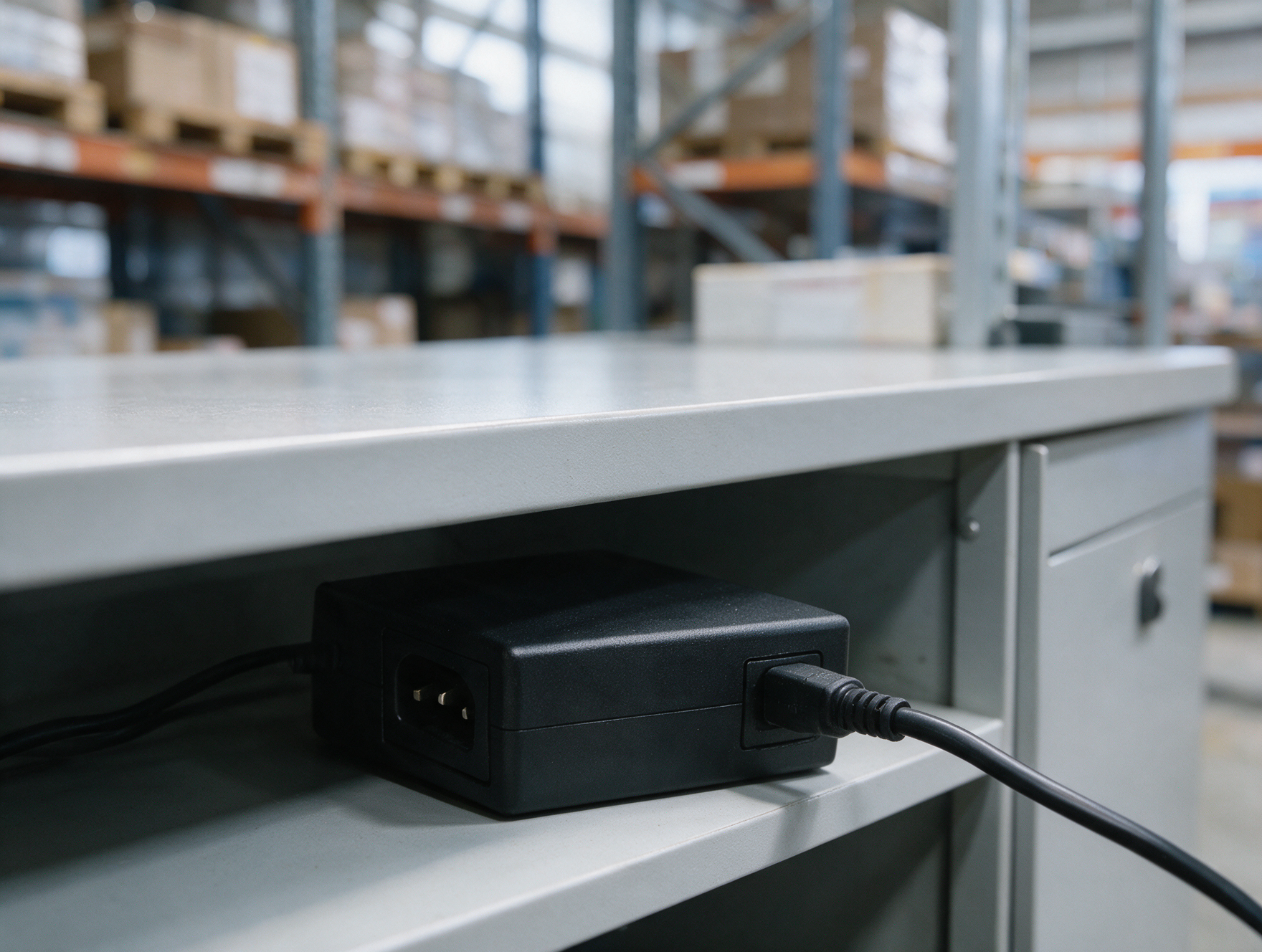 Bloc d'alimentation secteur Zebra RFD40 raccordé sur un poste de charge fixe